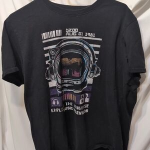 MTV 80's style Black Tee with White Logo Single Stitch Size Medium